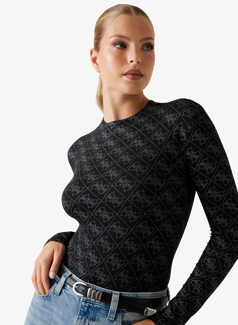 GUESS Long Sleeve Teodora Logo Bodysuit - Image 1